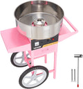 Electric Cotton Candy Machine with Cart, 1000W Commercial Floss Maker with Stainless Steel Bowl, Sugar Scoop and Drawer, Perfect for Home, Kids Birthday, Family Party, Pink