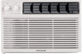 5000-watt window air conditioner, with a cooling area of 250 square feet, operates quietly, has easy and convenient temperature adjustment, 2 fan speeds, automatic restart function, and a white appearance