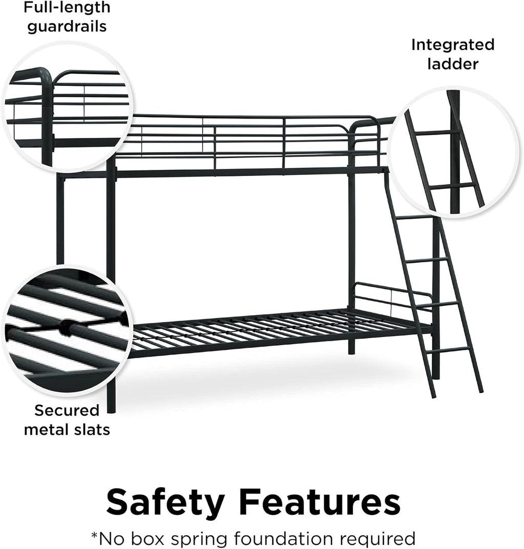 DHP Dusty Twin Over Full Metal Bunk Bed, Off White