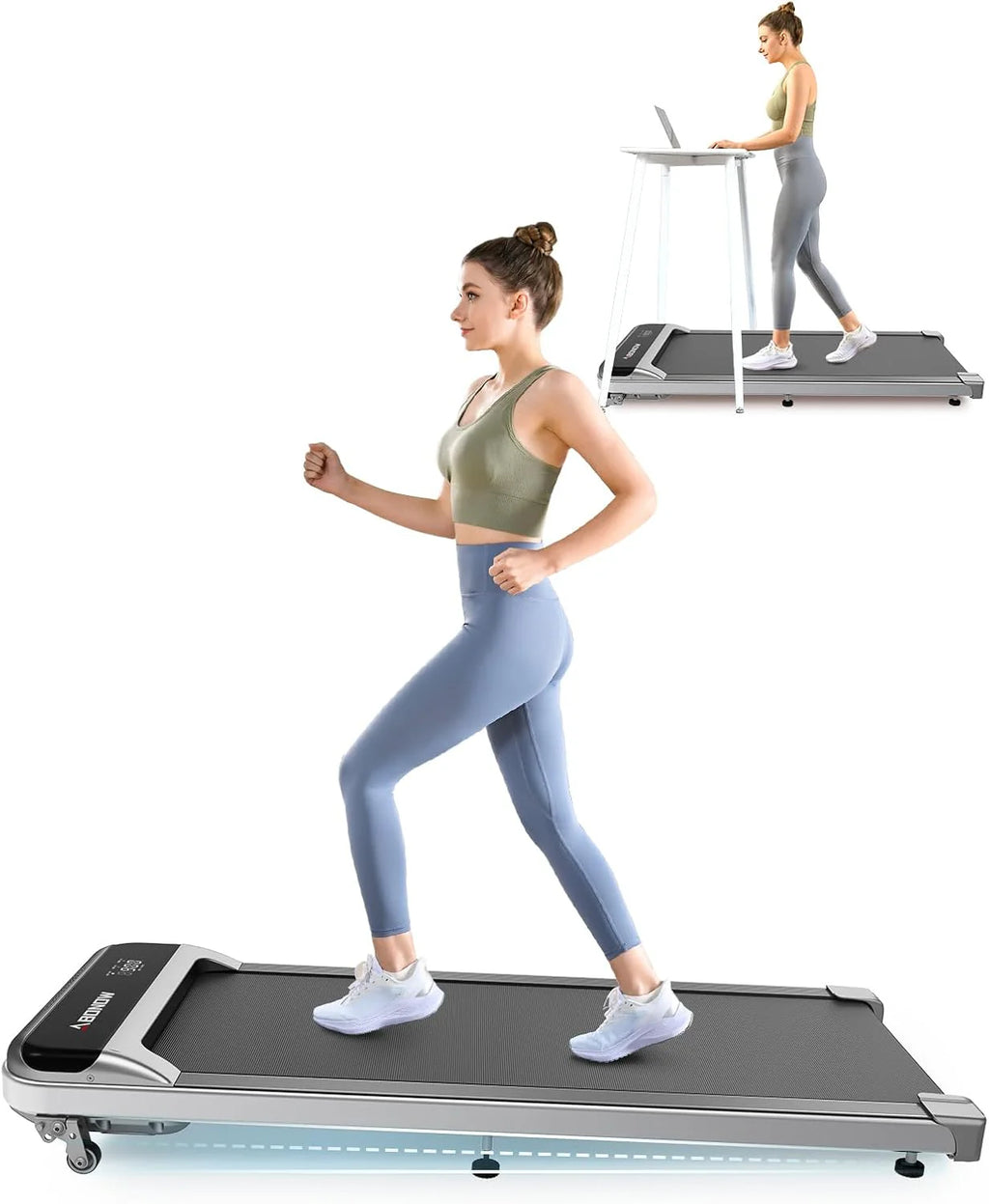 Walking Pad, Under Desk Treadmill with Incline for Home Office 2.5HP Portable Walking Treadmill with 280 Lbs Weight Capacity Walking Machine, Remote Control, LED Display